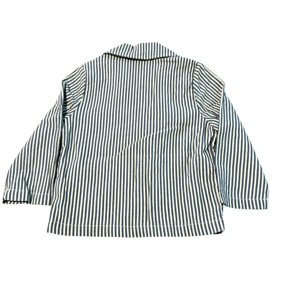 Babe & Tess Boys Striped Cotton Jacket Size 3 Made In Italy New